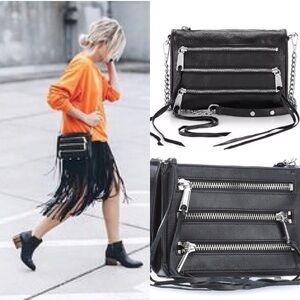 Like New! Rare ✨ Rebecca Minkoff Zip Crossbody Black Leather Bag